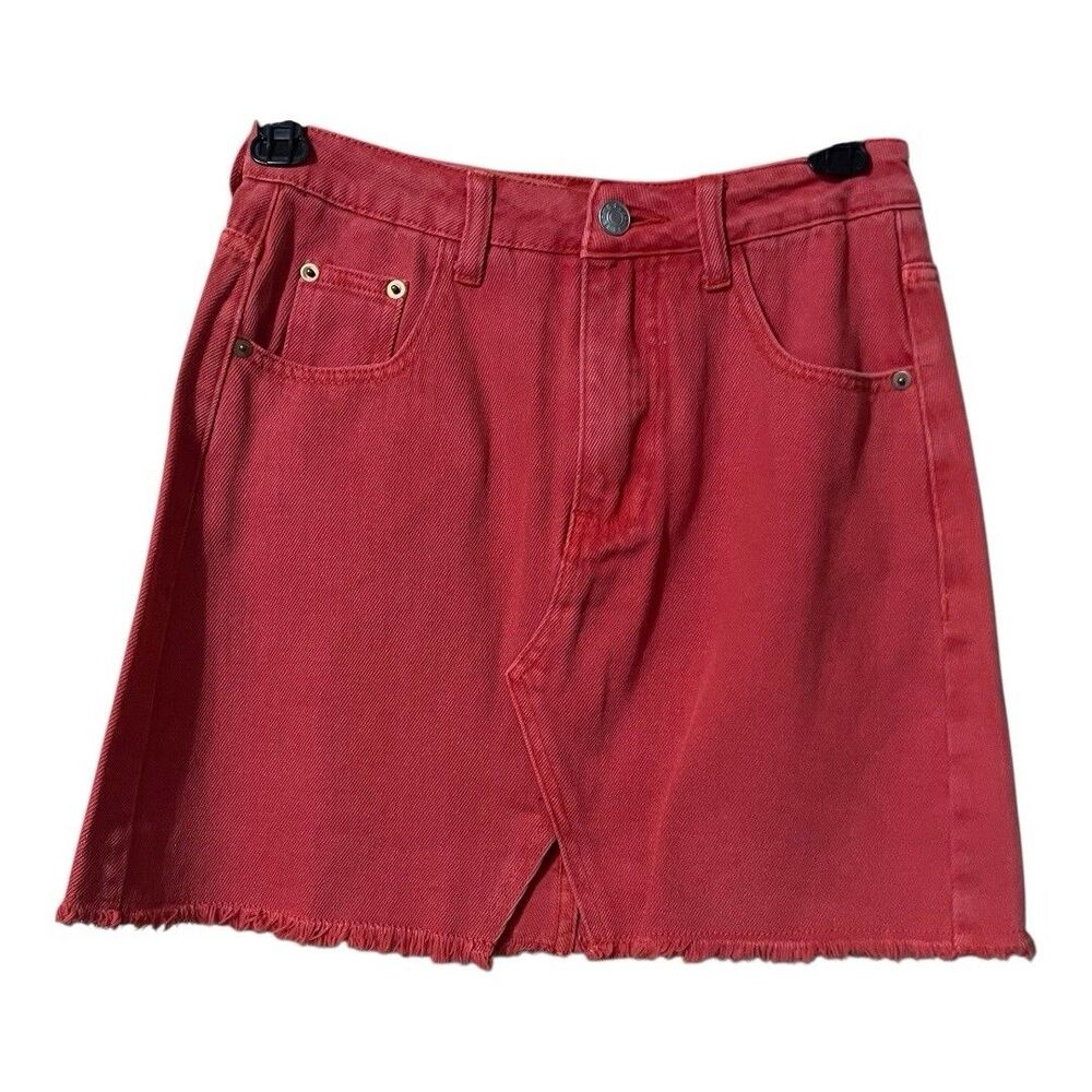GB Womens Size Small Orange Raw Hem Denim Jean Skirt New